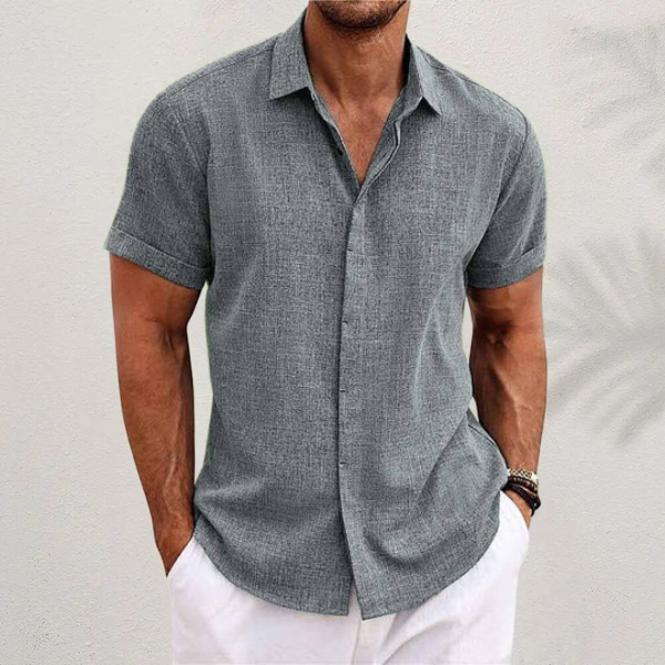 Shane™ short-sleeved cotton and linen shirt.