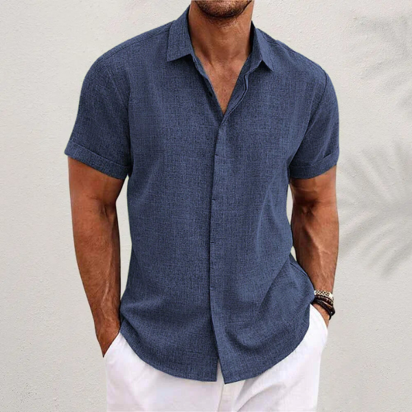 Shane™ short-sleeved cotton and linen shirt.