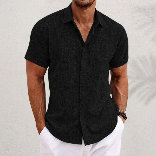 Shane™ short-sleeved cotton and linen shirt.