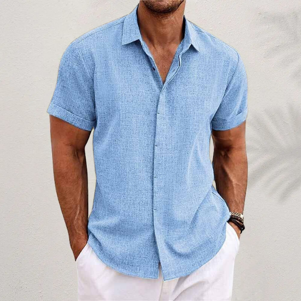 Shane™ short-sleeved cotton and linen shirt.