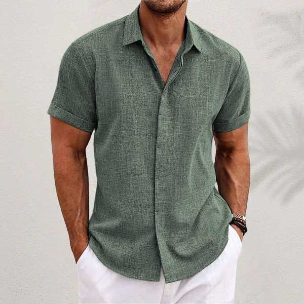 Shane™ short-sleeved cotton and linen shirt.