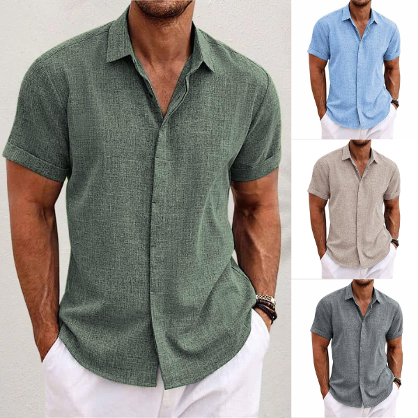 Shane™ short-sleeved cotton and linen shirt.