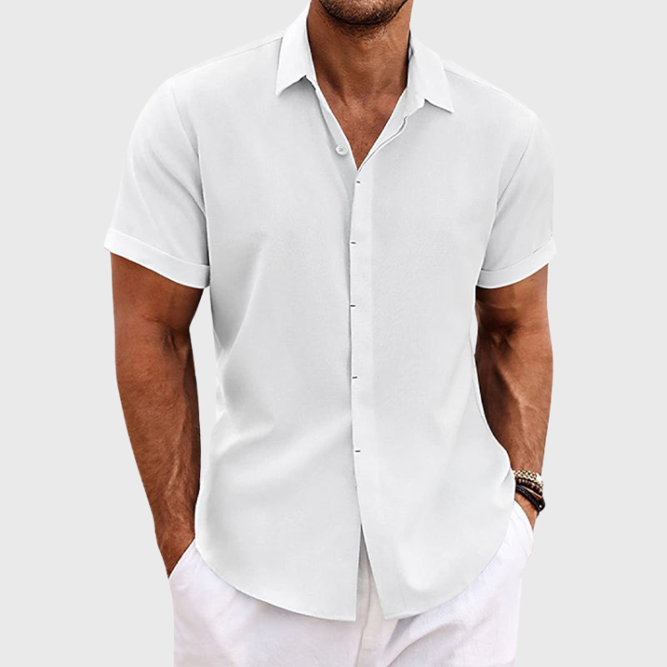 Shane™ short-sleeved cotton and linen shirt.